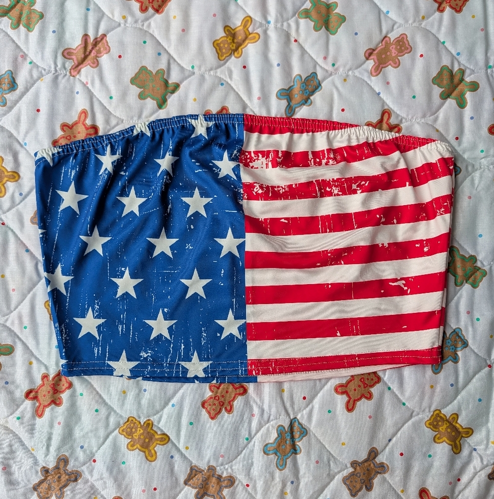 Tube Top / Patriotic Stars and Stripes Crop Top / Bandeau Top American Flag - Picture 2 of 6